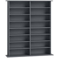 Rangements pour CD et DVD avec 16 compartiments et 12 étagères réglables capacité max. 720 CD/396 DVD et Blu-ray gris-0