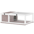 Maison enclos cage habitat pour petit animal tortues avec 2 espaces 91 x 60,5 x 32 cm bois massif marron clair-0