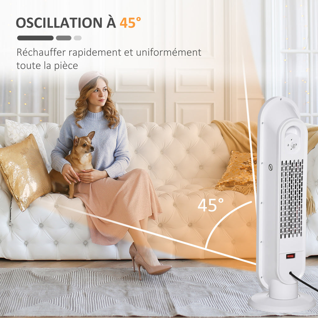 Chauffage soufflant oscillant 1200/2000 W - mini radiateur céramique PTC - télécommande incluse - chauffage d'appoint-6