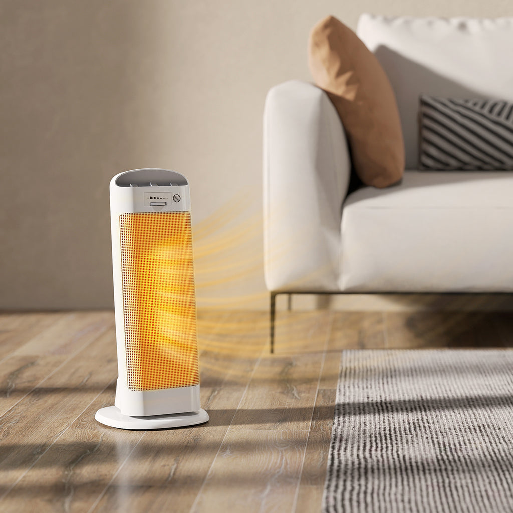 Chauffage d'appoint en céramique 2000 W, radiateur électrique soufflant 4 modes, thermostat réglable, 20x20x49cm, blanc-9