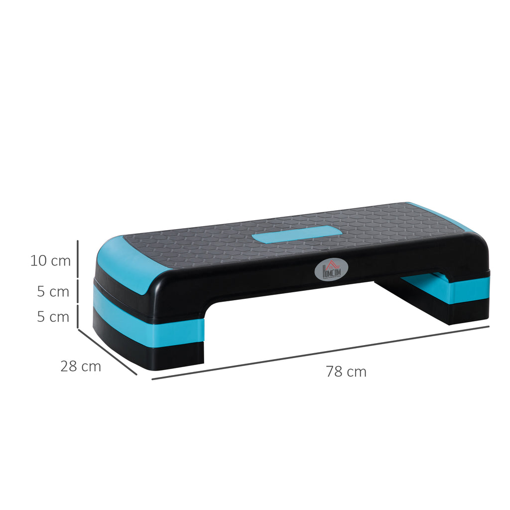 Stepper aérobic fitness hauteur réglable 3 niveaux surface antidérapante 78 x 28 x 20 cm noir et bleu-2