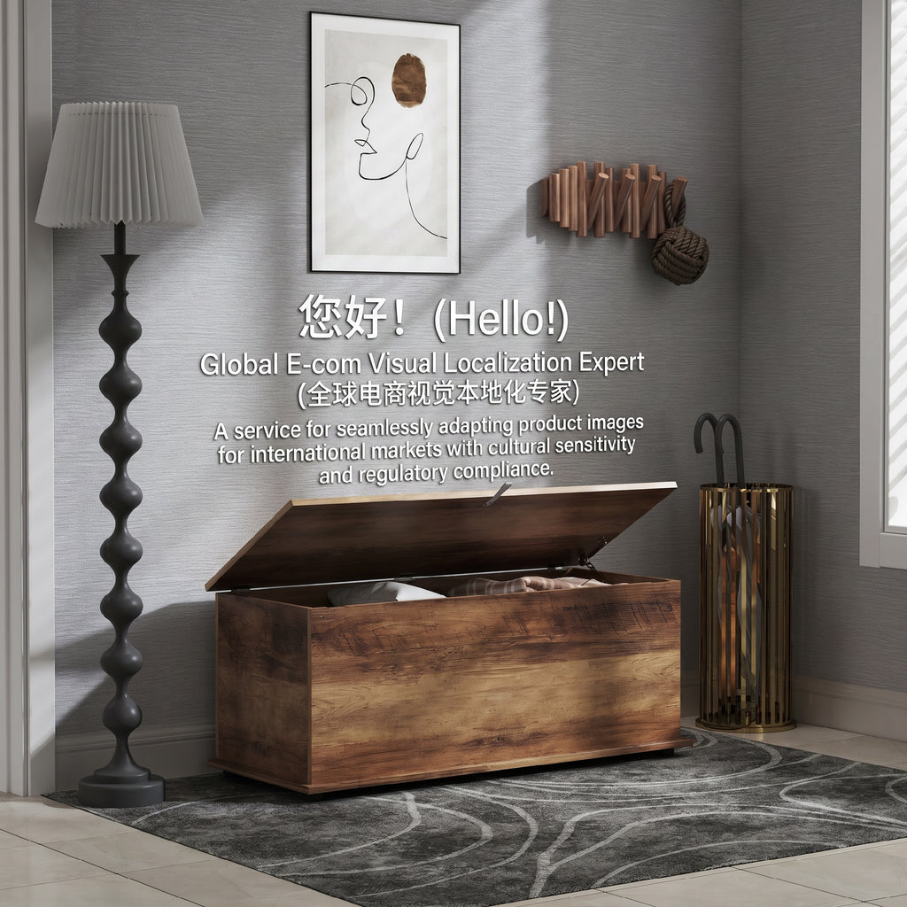 Coffre de rangement, banc de rangement avec couvercle rabattable et charnières de sécurité, 100 x 40 x 40 cm, marron-6