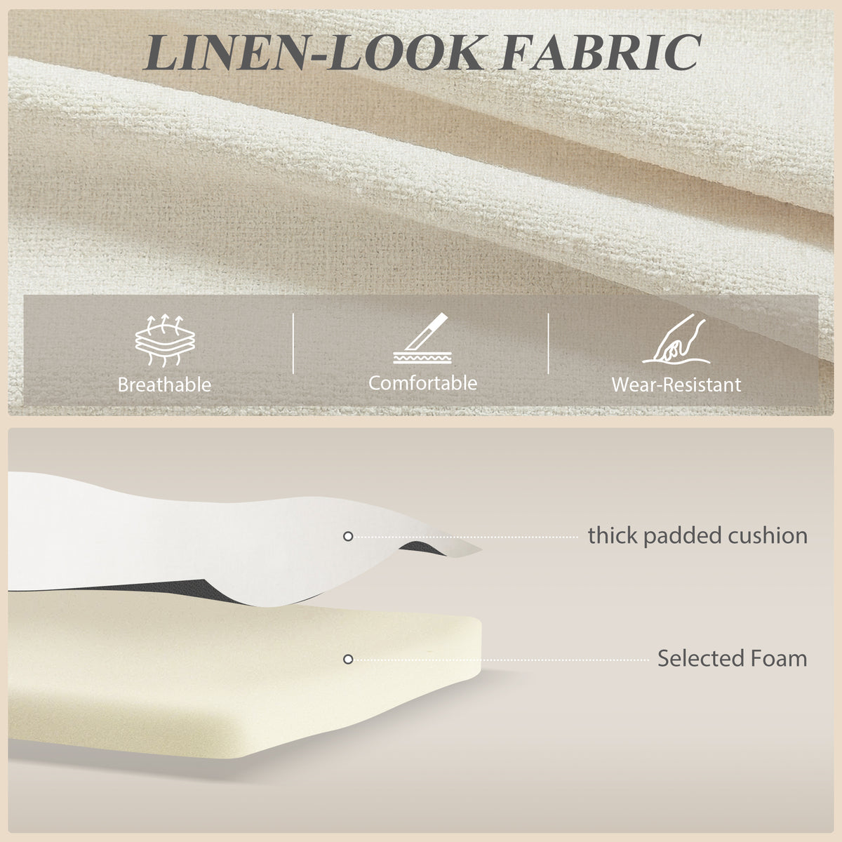 Canapé d'angle convertible modulable avec méridienne réversible, coffre de rangement et 3 coussins de dossier, crème-7