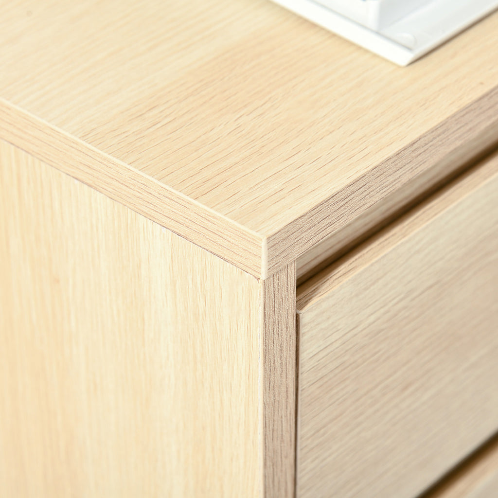Caisson de Bureau, Rangement Bureau sur Roulettes, 4 Tiroirs Coulissants en Bois, Naturel-6