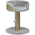 Arbre à chat arbre à grimper grattoir design jeu pompon suspendu + plateforme peluche 40 x 40 x 49 cm jute gris-0
