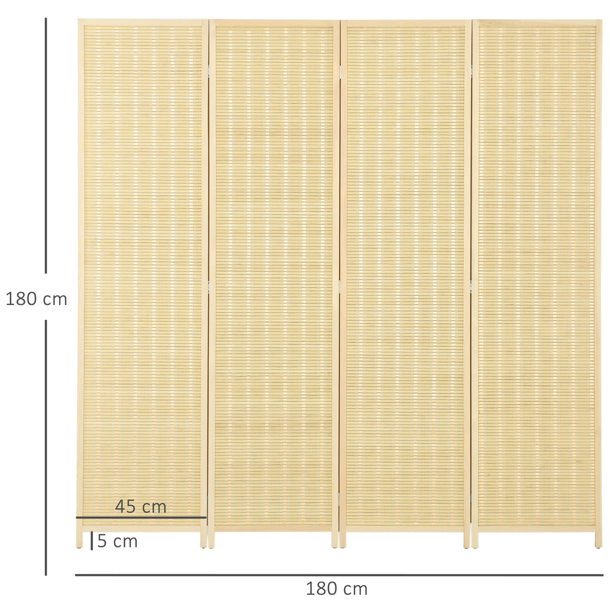 Paravent en bois séparateur de pièce closion de séparation pliable 4 panneaux 180 x 180 cm naturel-2