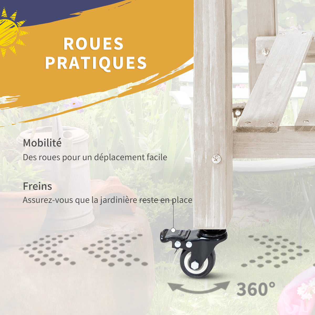 Jardinière sur Pied - Potager sur roulettes - étagère, Tablette Rabattable, Inserts d'irrigation, Feutre de Drainage-4