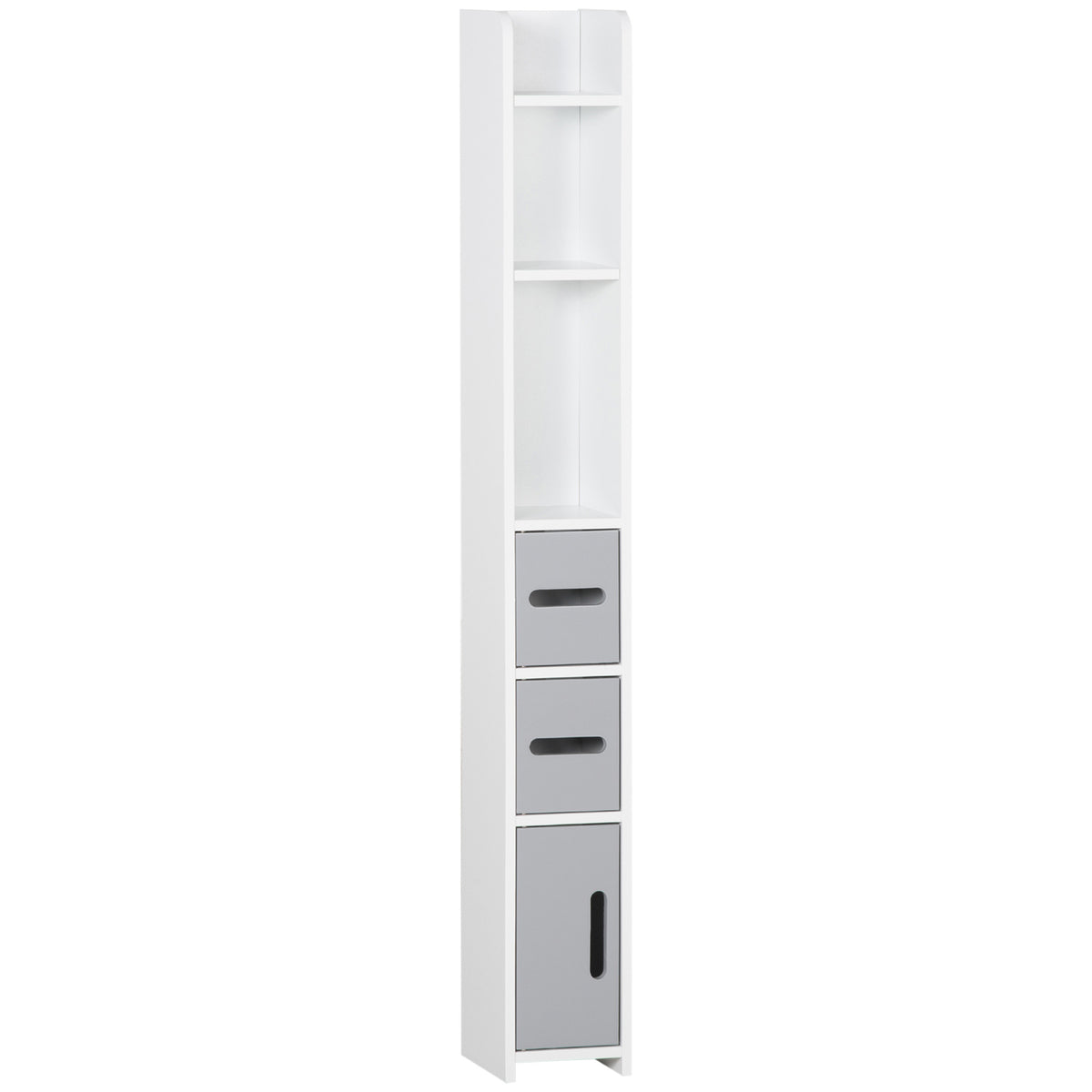Meuble colonne de salle de bain armoire toilette haute avec étagères et placards - 15 x 17 x 120 cm gris-0