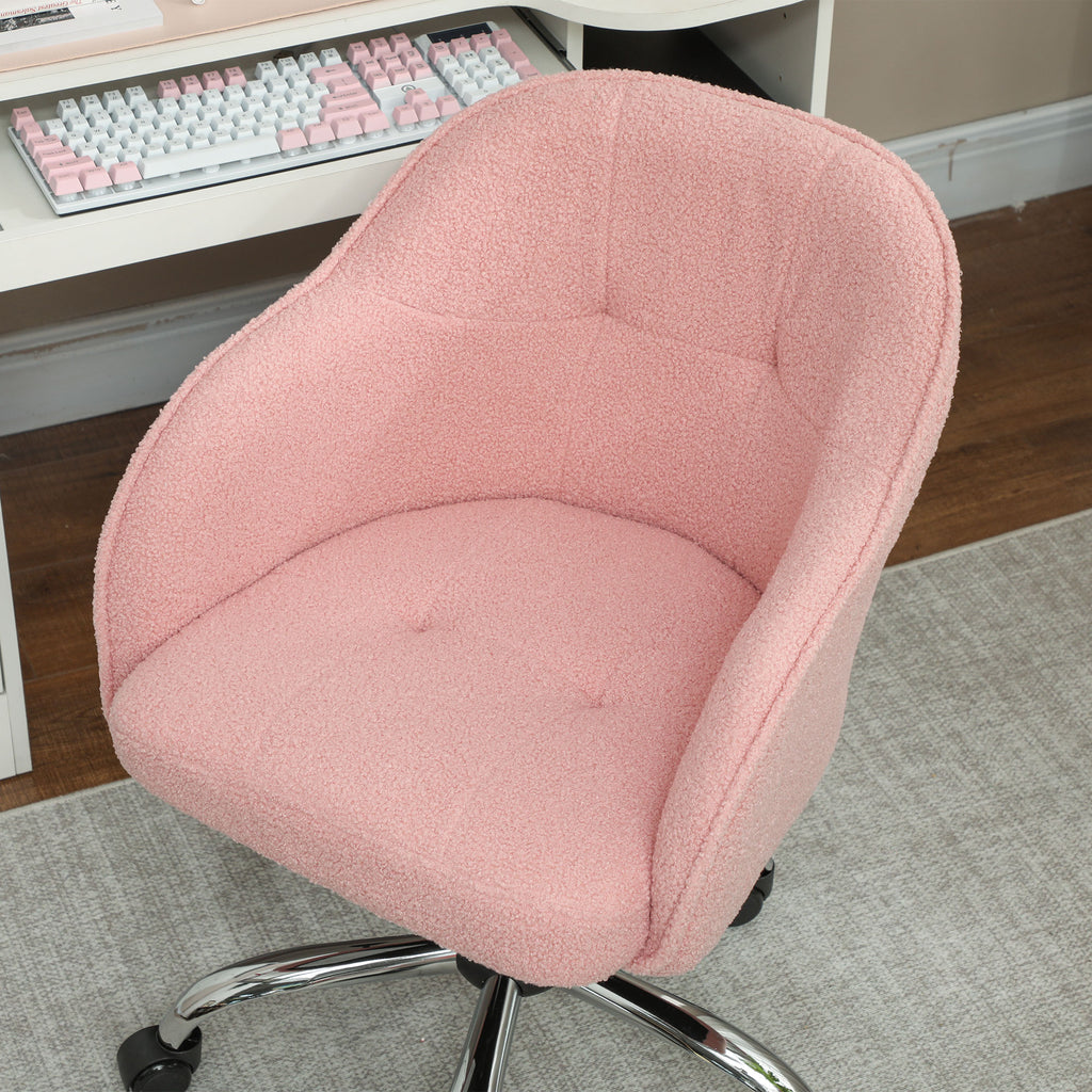 Chaise de bureau, fauteuil de bureau ergonomique, hauteur réglable, assise et dossier rembourrés, rose-8