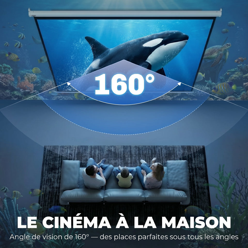 Écran de Projection 120" 4:3 HD 4K, Boîtier en Métal, Écran Hauteur Réglable Manuellement, 244x183cm, Blanc-4