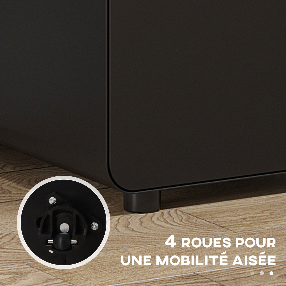 Caisson bureau mobile verrouillable avec 3 tiroirs pour format A4, lettre, légal, 39 x 48 x 59 cm, noir-4