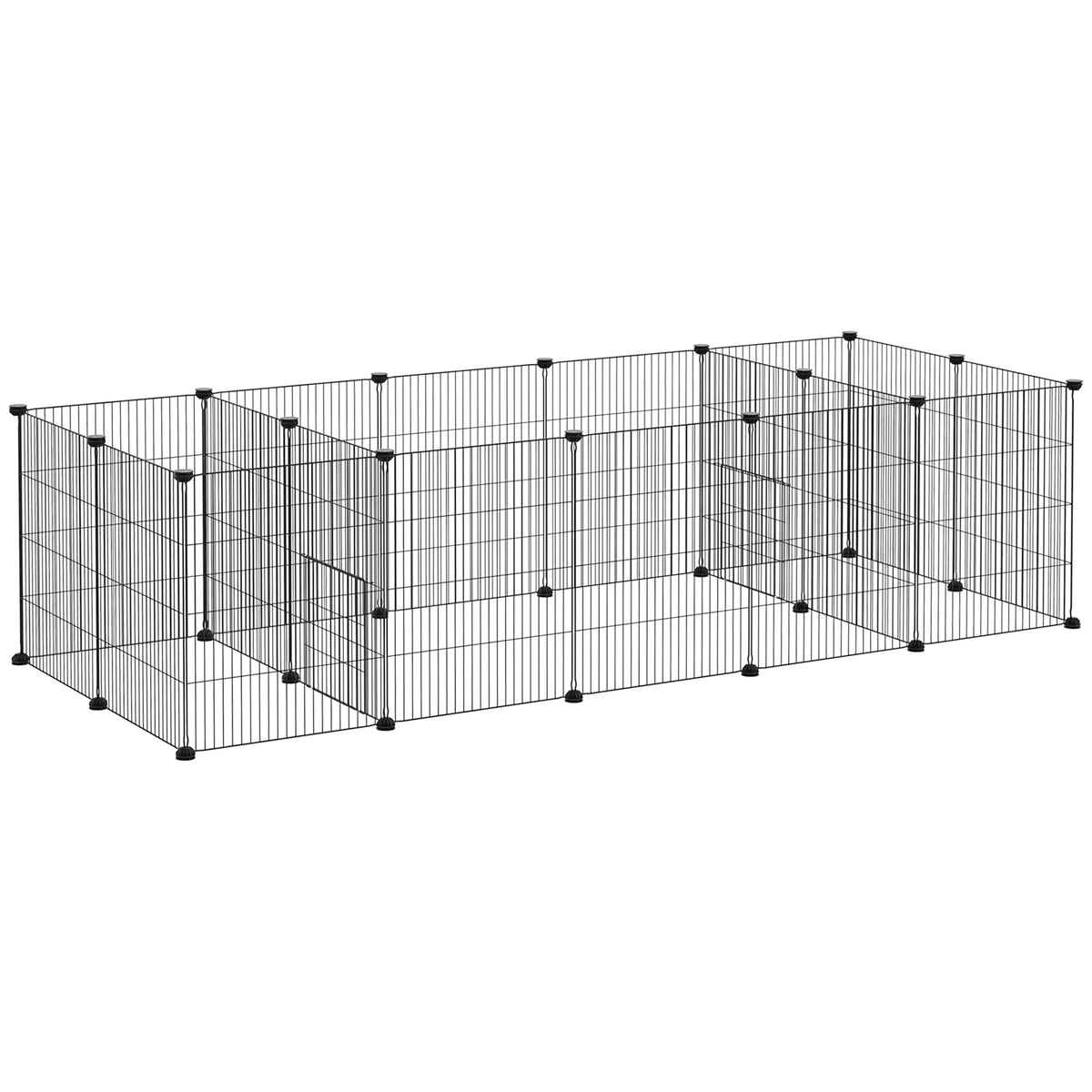 Enclos parc modulable pour petits animaux lapins rongeurs chiots 18 panneaux en fil d'acier 2 portes 175 x 70 x 45 noir-0