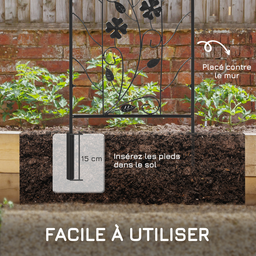 Treillis de jardin lot de 2 support pour plantes grimpantes en métal - 38 x 98 cm noir-4