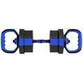 Ensemble d'haltères musculation 6-en-1 haltère réglable 20 kg kettlebell, barre de musculation support pour pompes bleu-0