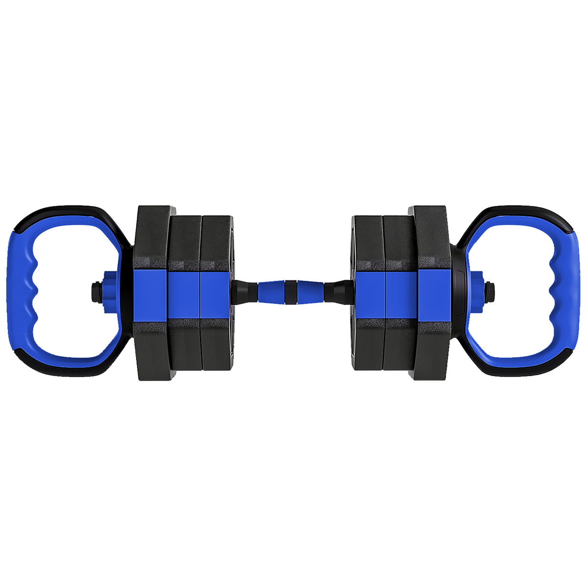 Ensemble d'haltères musculation 6-en-1 haltère réglable 20 kg kettlebell, barre de musculation support pour pompes bleu-0