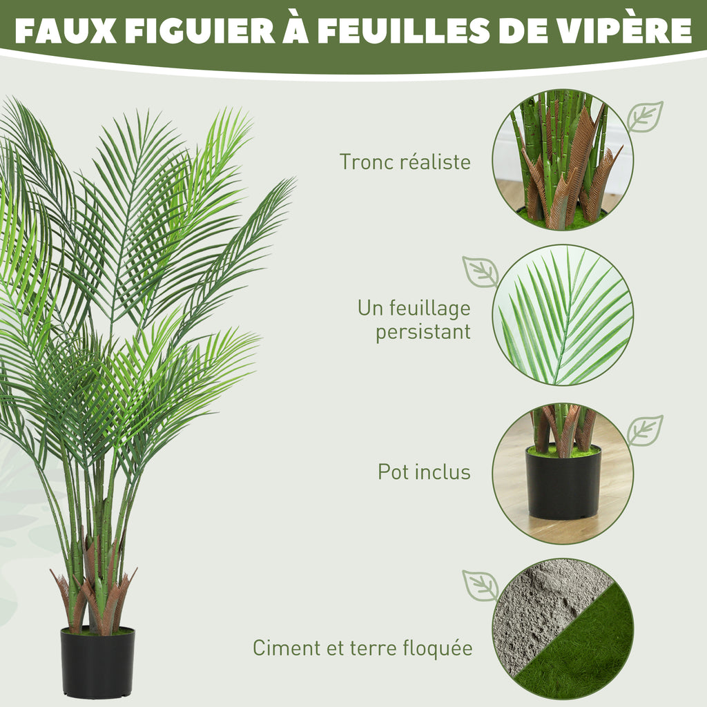 Plante artificielle intérieure 120 cm, palmier arbre artificiel avec pot en plastique et flocage, vert-3