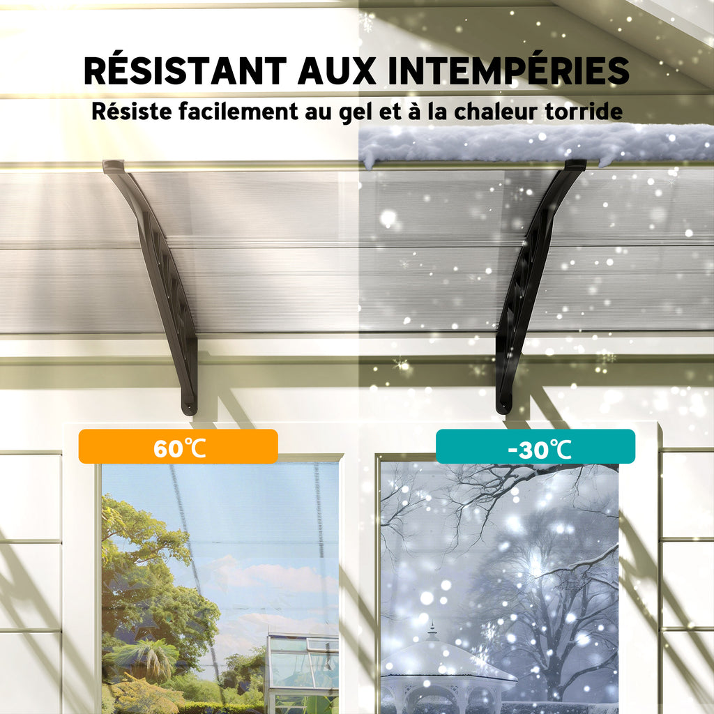 Auvent de porte toit marquise en polycarbonate auvent de porte d'entrée bord en aluminium contre la pluie et UV-5