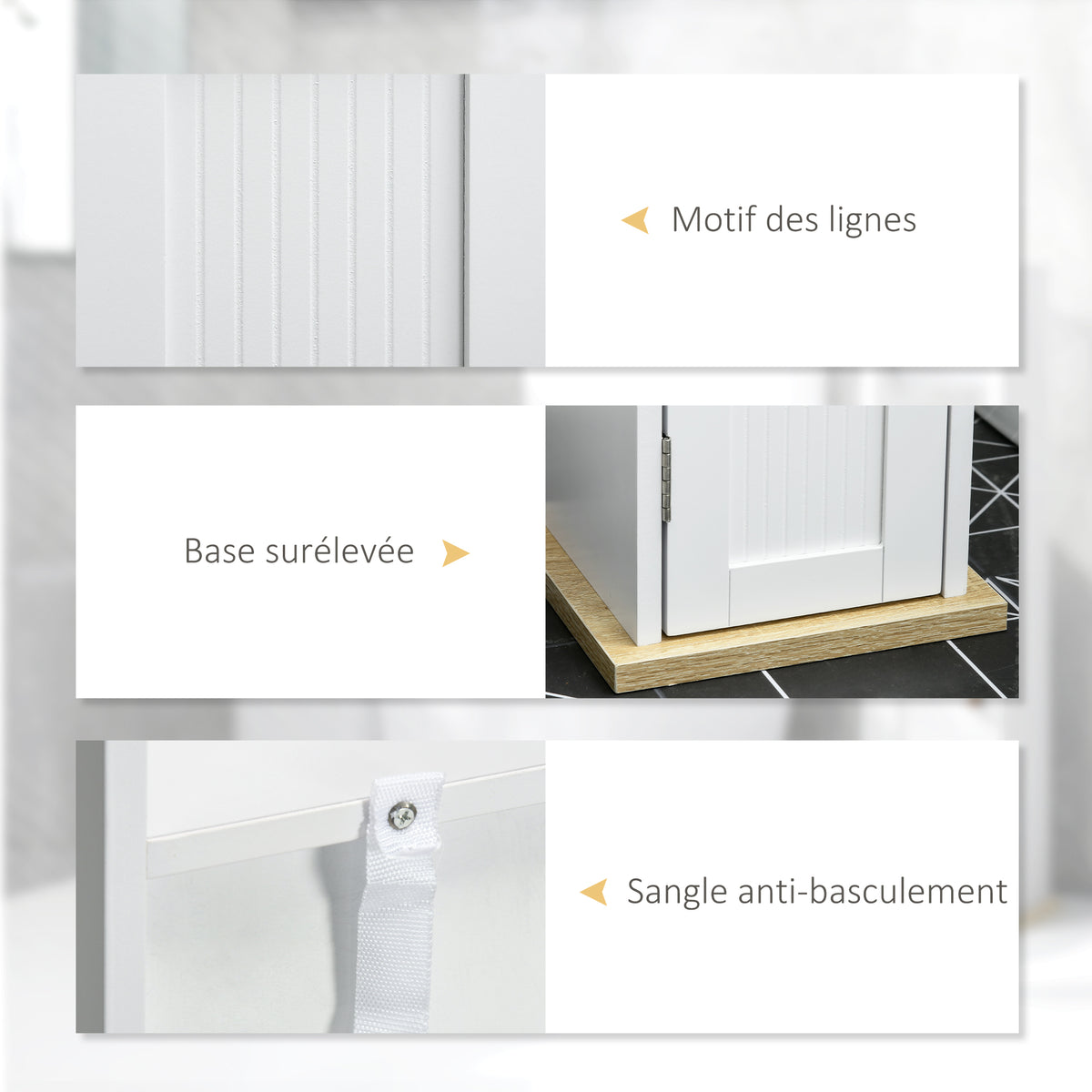 Meuble de salle de bain support papier toilette avec placard et étagères réglables 20 x 20 x 80 cm blanc-5