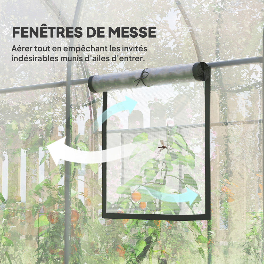 Serre de Jardin Tunnel 6 m² 3L x 2l x 2H m châssis Tubulaire renforcé Porte zippée 2 fenêtres enroulables - transparent-5