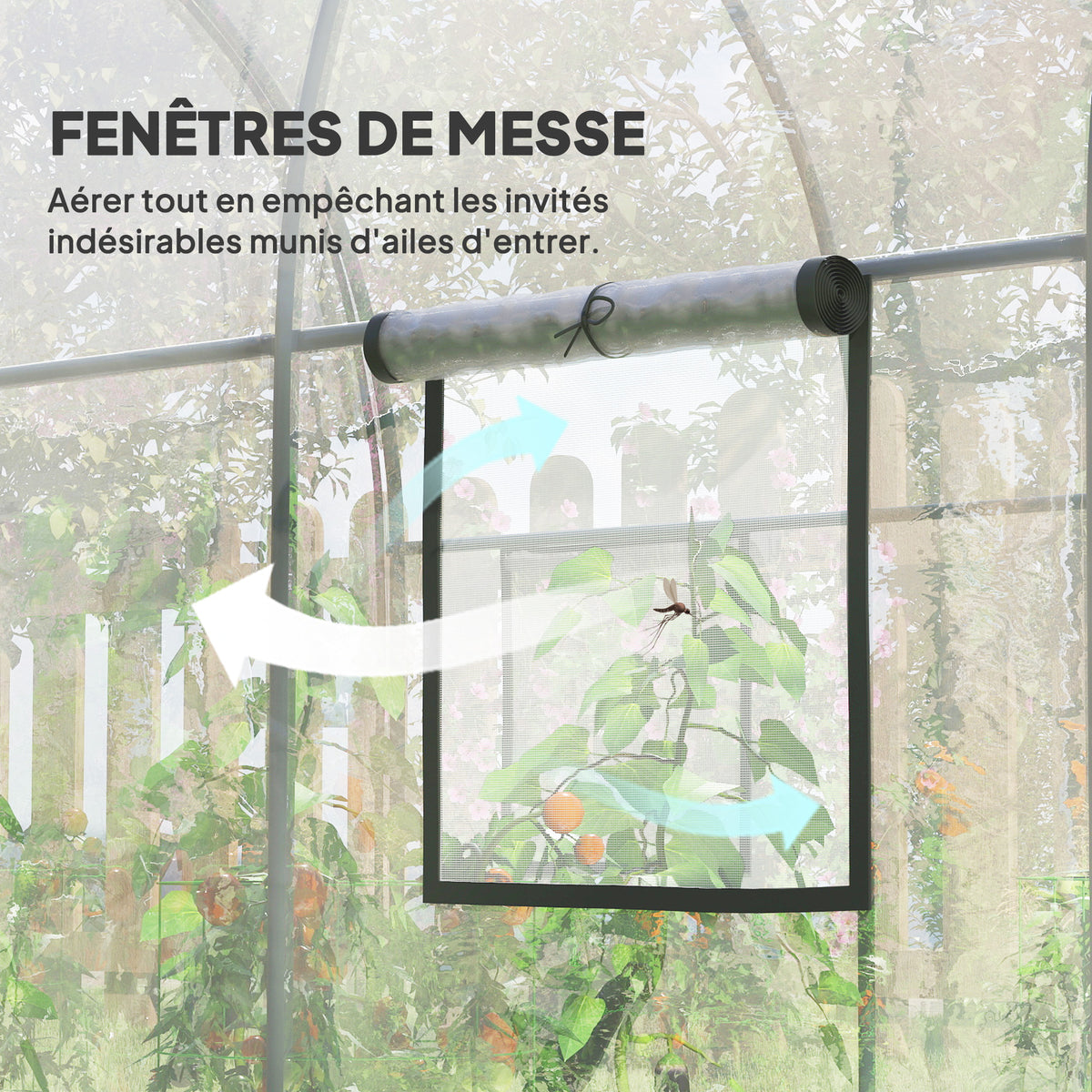 Serre de Jardin Tunnel 6 m² 3L x 2l x 2H m châssis Tubulaire renforcé Porte zippée 2 fenêtres enroulables - transparent-5