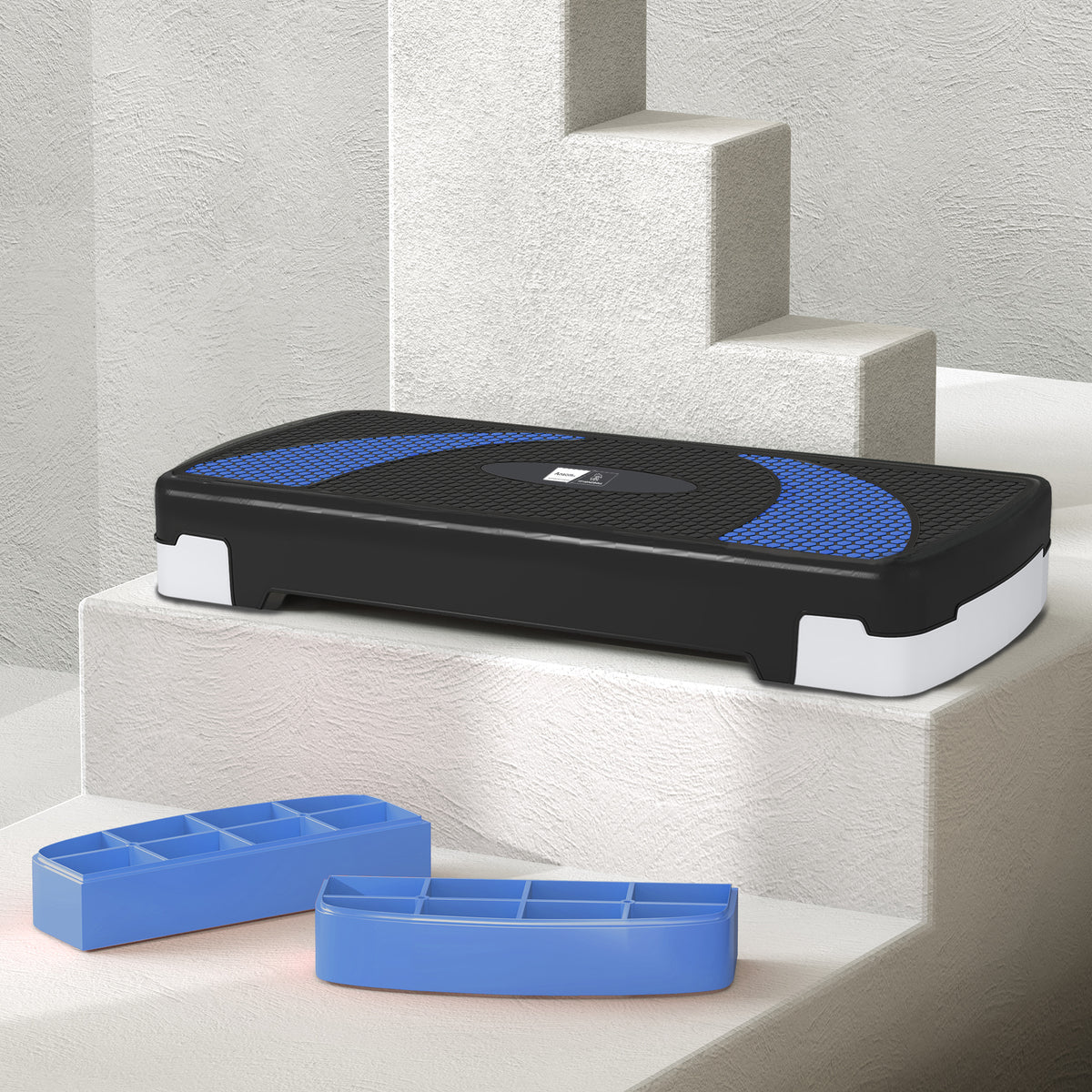 Stepper Fitness Aerobic - hauteur réglable surface antidérapante 80 x 31 x 20 cm noir bleu-7
