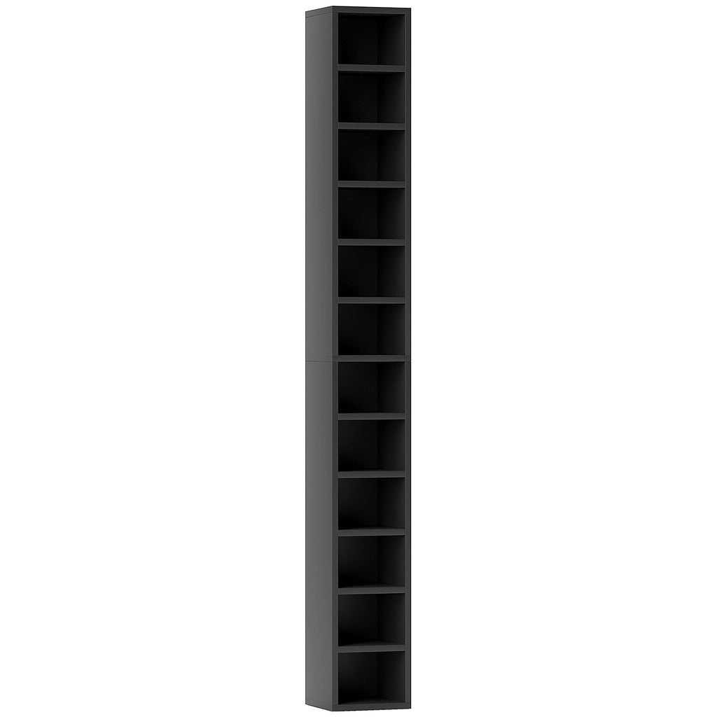 Rangements pour CD et DVD avec 12 compartiments, capacité max. 204 CD, 21 x 20 x 175 cm, noir-0