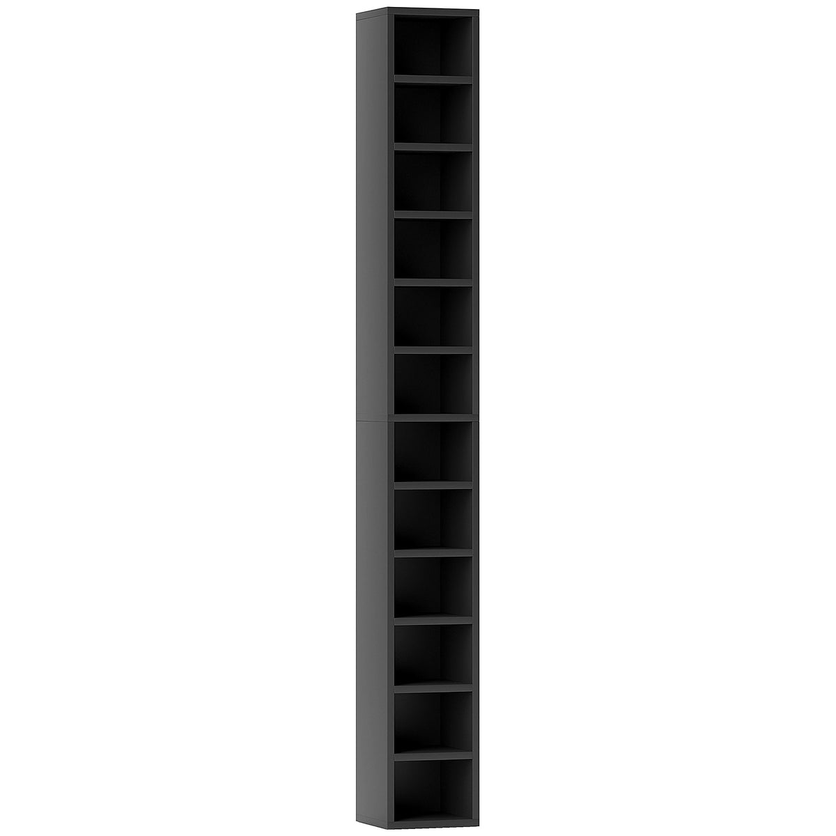Rangements pour CD et DVD avec 12 compartiments, capacité max. 204 CD, 21 x 20 x 175 cm, noir-0
