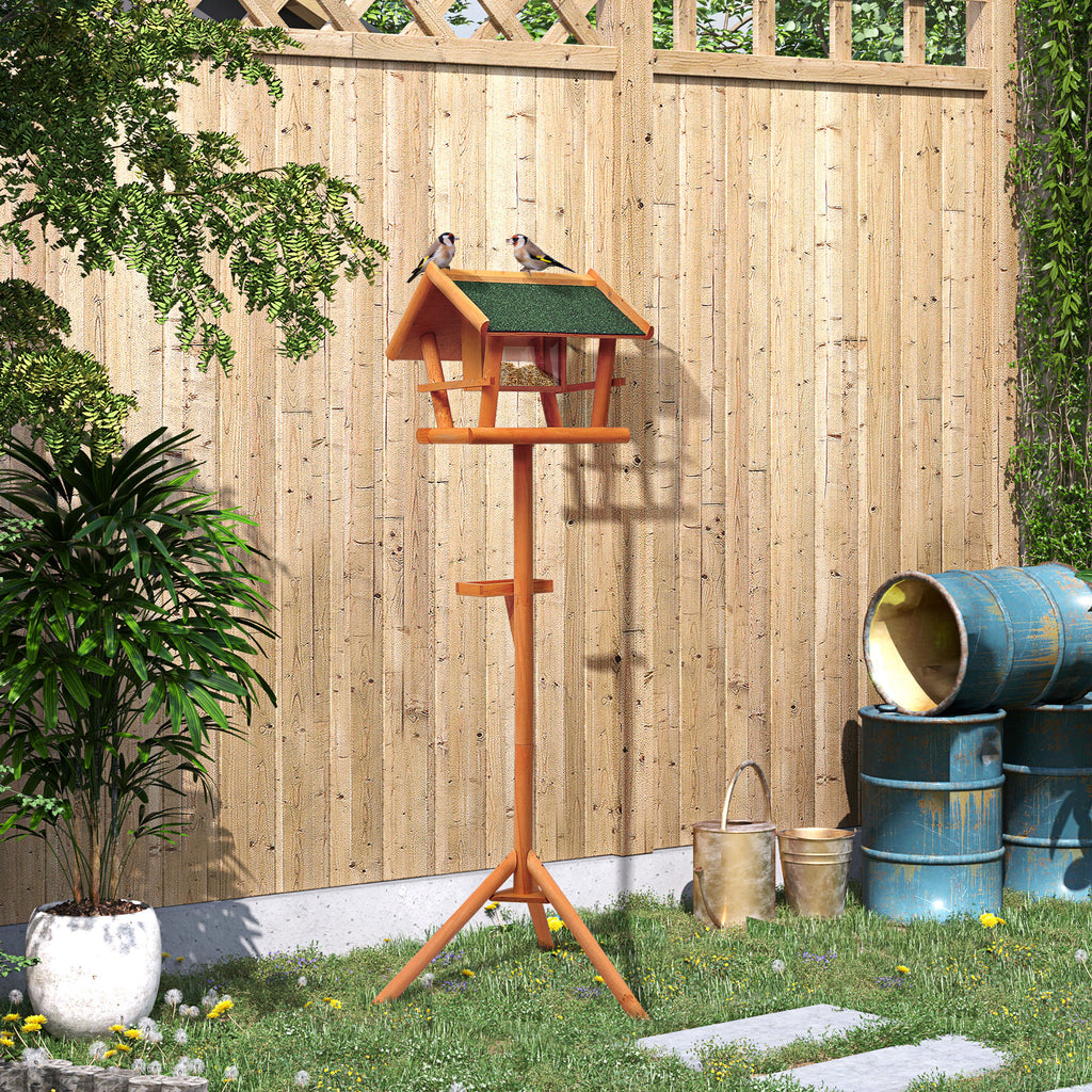 Mangeoire pour Oiseaux Sauvages sur Pied, Nichoir à Plateau, Abri à Oiseaux en Bois pour Extérieur, 150cm-1