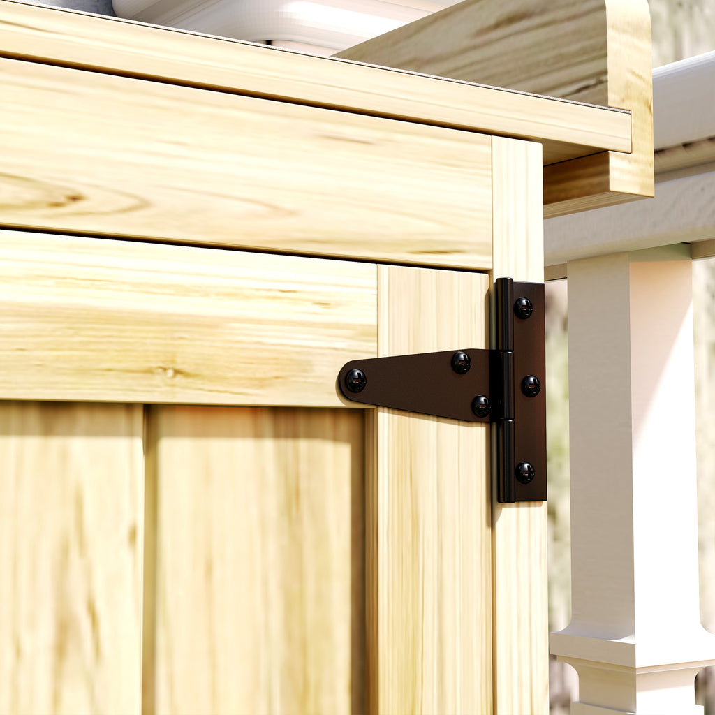 Armoire de jardin en bois abri de jardin avec 2 portes, toit à charnières et étagère, 74 x 43 x 88 cm, bois naturel-7