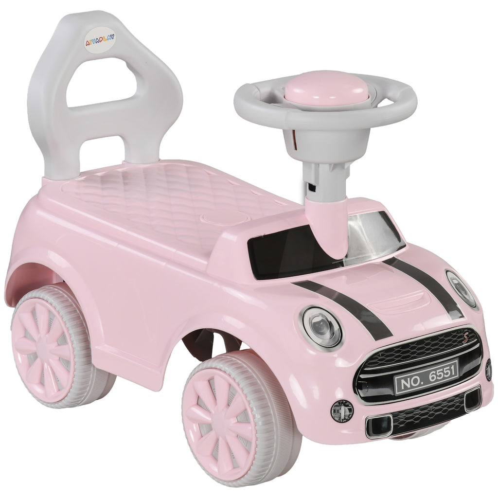 Porteur Enfants Voiture 18-36 Mois Volant klaxon et Butée Anti-bascule Charge 25 kg 53x25x35 cm Rose-0