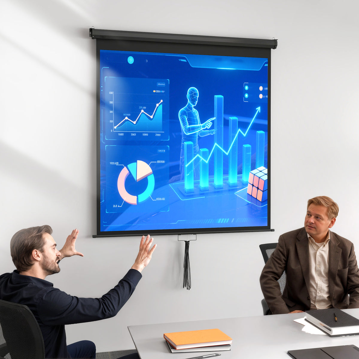Écran de projection TV et Home Cinema de 85 Pouces vidéo projecteur 1:1 4K HD, 146L x 146H cm-7