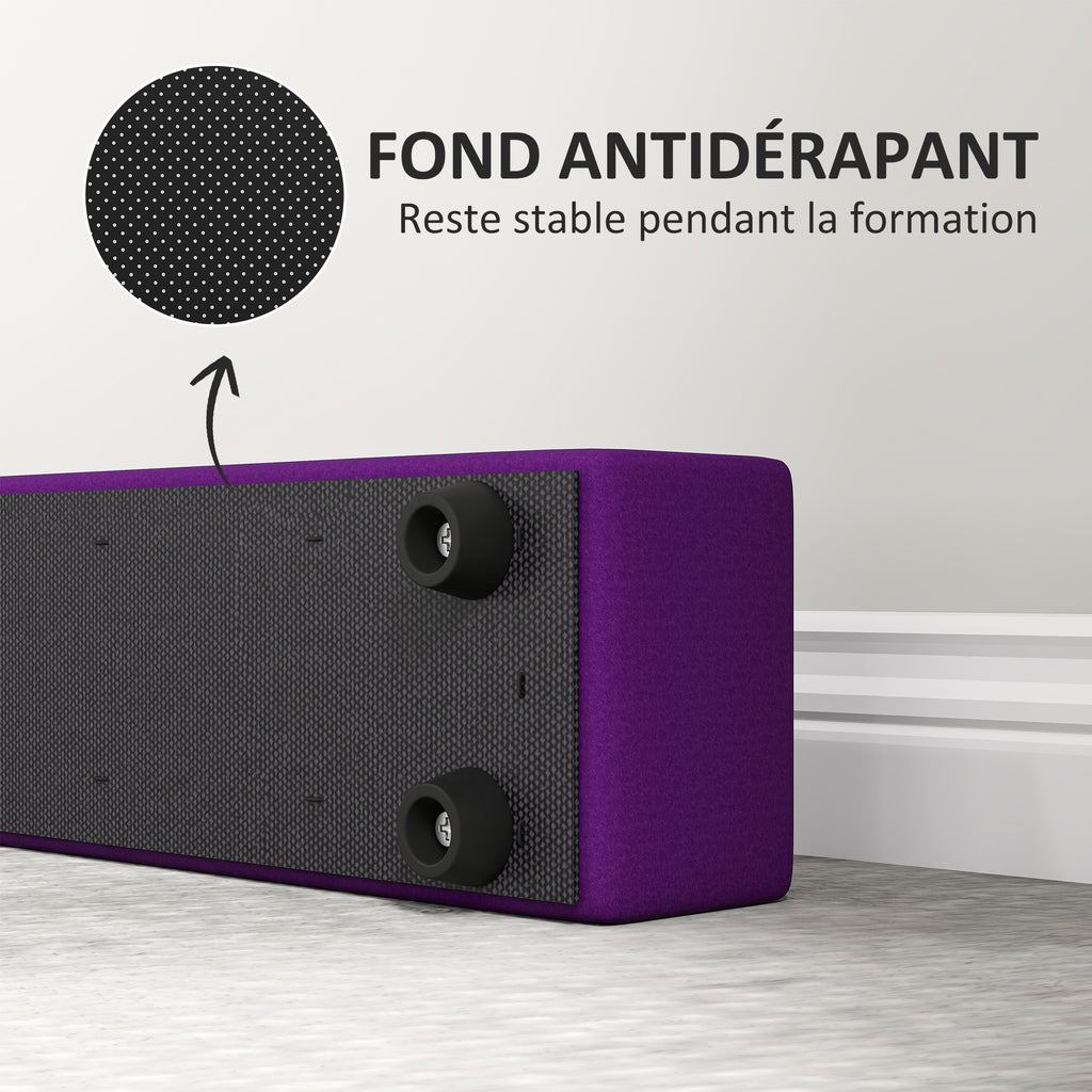 Poutre gymnastique pliable 210 cm en velours, poutre d'équilibre avec fond antidérapant, pour enfants et adultes, violet-5