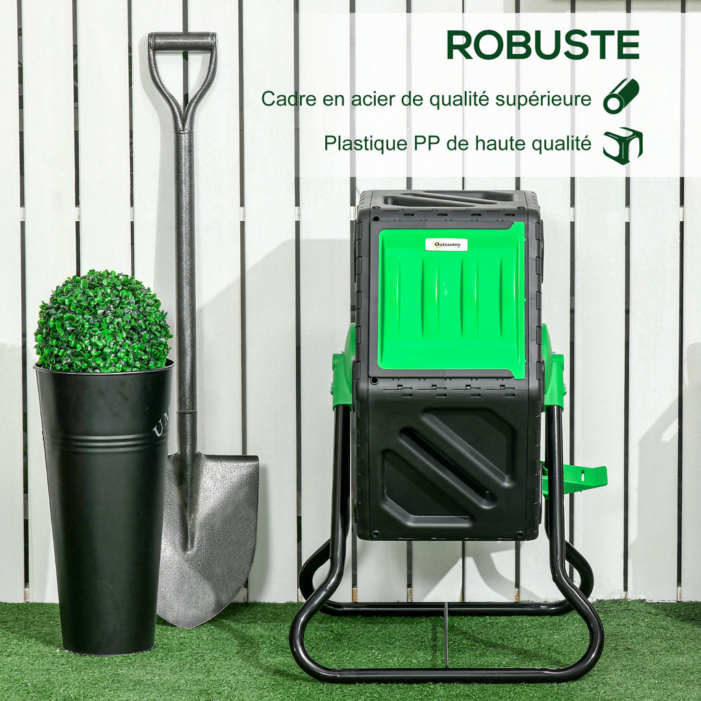 Composteur de jardin bac composteur pour jardin rotatif 360° en polypropylène 65 L 24 trous 60 x 49 x 77 cm noir-6
