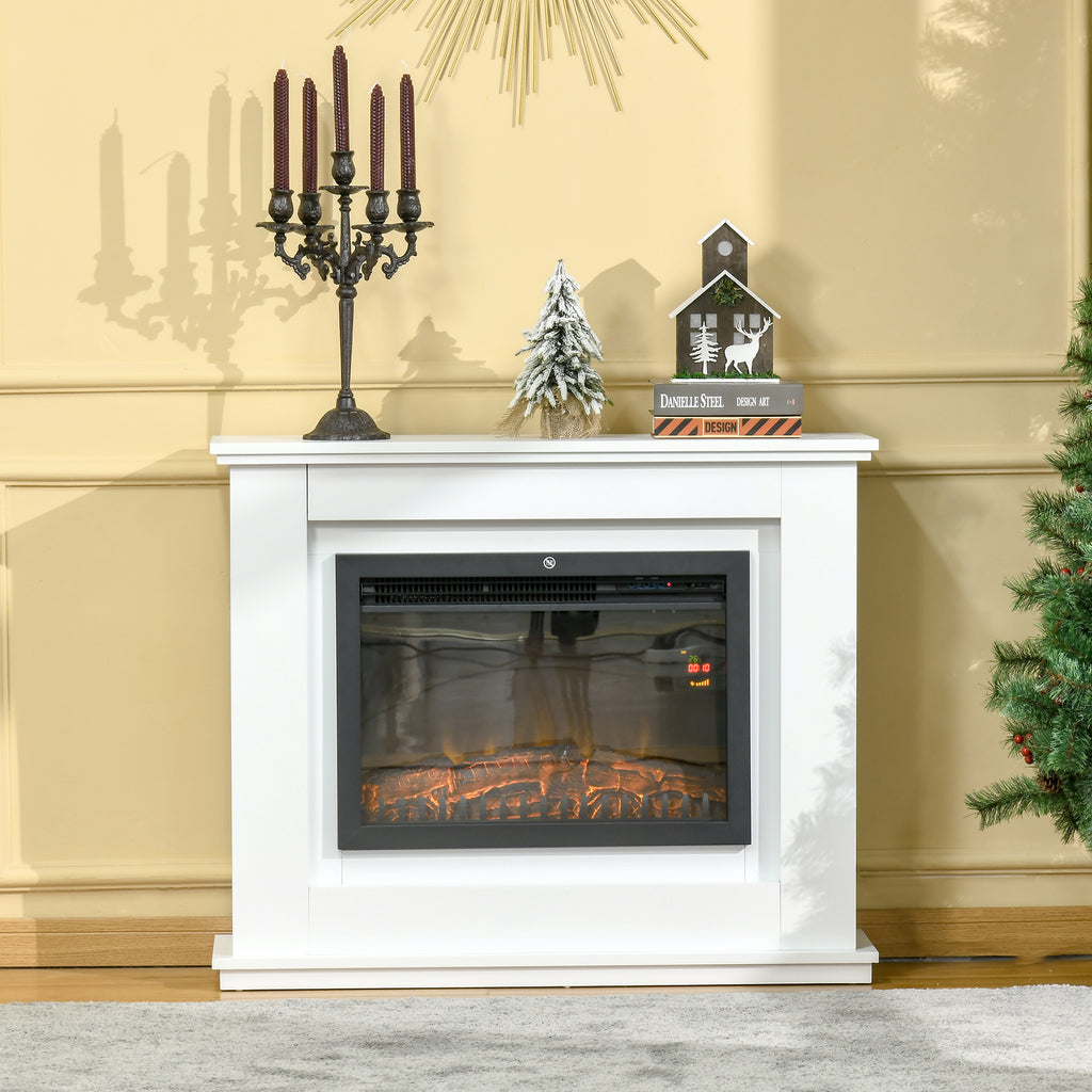 Cheminée électrique Grande Taille 2000 W Effet Flammes LED minuterie température luminosité réglables télécommande fournie Blanc-9