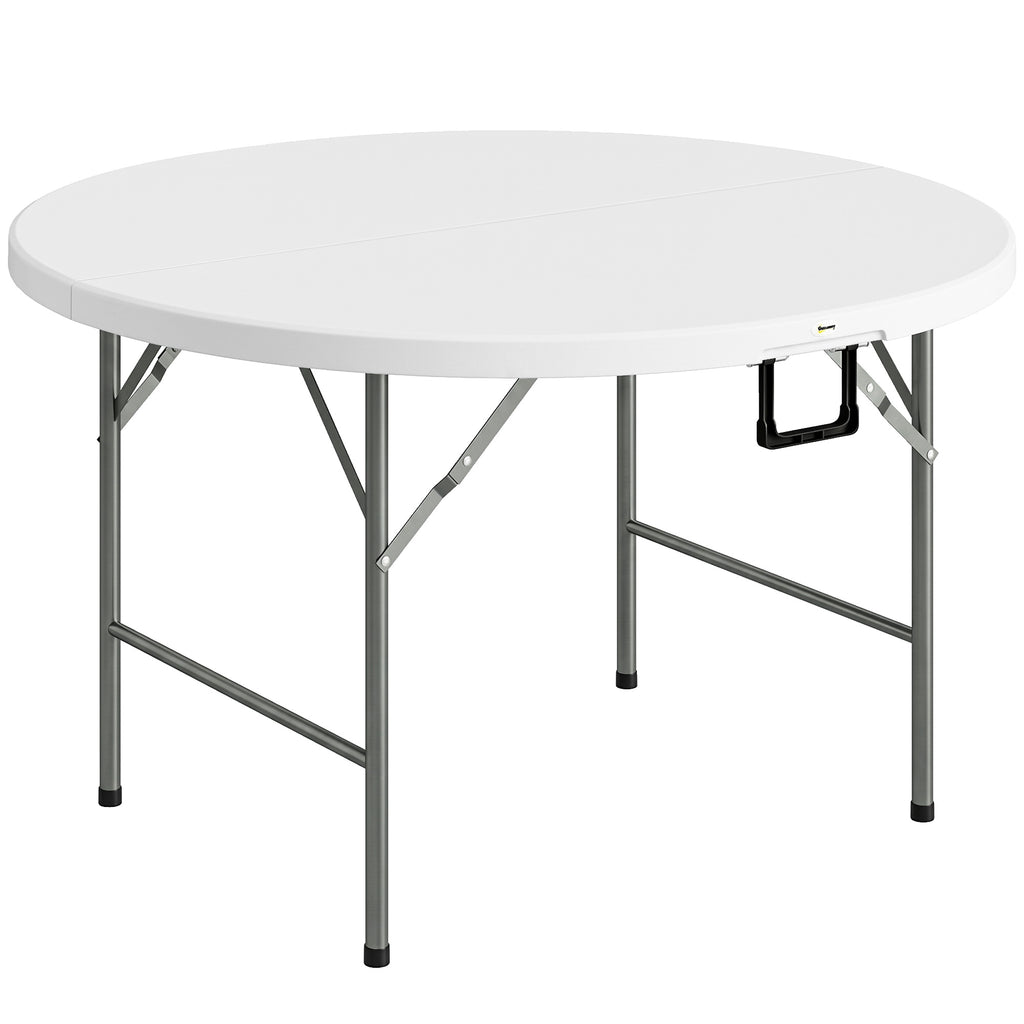 Table ronde de jardin pliante Ø122 cm peut accueillir 6 personnes pour évènement, structure métal, plateau HDPE-0
