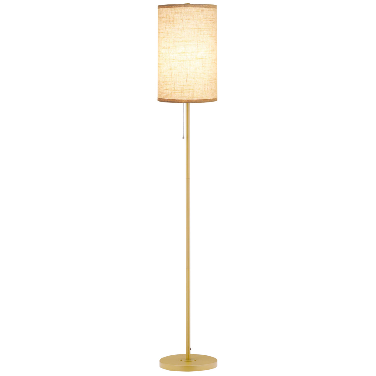 Lampadaire design 40 W max. piètement mât acier doré abat-jour lin crème dim. 25,5 x 25,5 x 157 cm doré et beige-0
