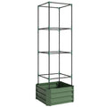 Jardinière avec treillis ajustable, bac à fleurs avec cage à tomates acier galvanisé 61 x 61 x 187 cm vert-0