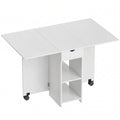 Table à Manger Pliante, Table de Cuisine Extensible pour 2 à 4 Personnes, 2 Abattants, 120 x 72 x 75 cm, Blanc-0
