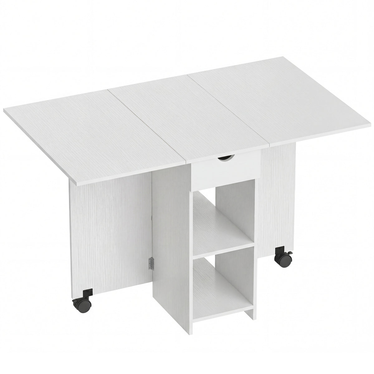 Table à Manger Pliante, Table de Cuisine Extensible pour 2 à 4 Personnes, 2 Abattants, 120 x 72 x 75 cm, Blanc-0