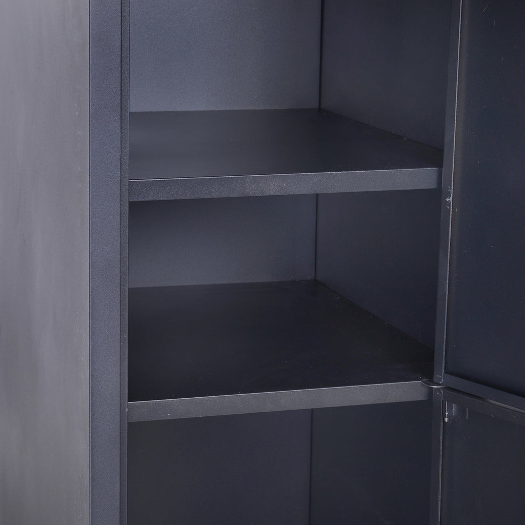 Armoire à casiers à 4 niveaux, casier vestiaire métallique avec 2 portes verrouillables à 2 clés, 38x46x180cm, noir-8
