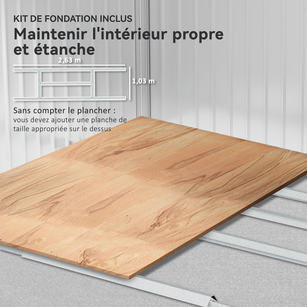 Abri de jardin 5,4 m² dim. 2,77 x 1,95 x 1,92 m fondation incluse porte coulissante ventilations tôle acier, anthracite-6