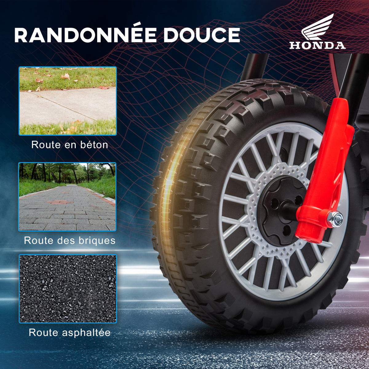 Moto cross éléctrique pour enfant licence Honda CRF450RL 3 roues batterie 6V enfants 18-36 mois rouge-5