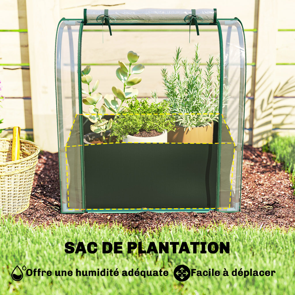 Mini Serre avec Sac de Plantation, Serre Portable avec porte enroulable, 68 x 50 x 70 cm, Vert Foncé-3