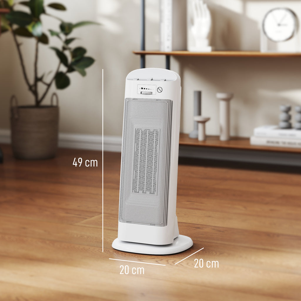 Chauffage d'appoint en céramique 2000 W, radiateur électrique soufflant 4 modes, thermostat réglable, 20x20x49cm, blanc-2