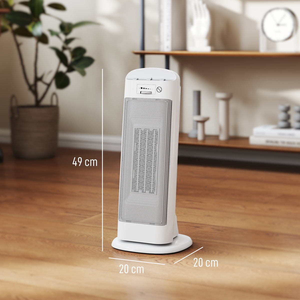 Chauffage d'appoint en céramique 2000 W, radiateur électrique soufflant 4 modes, thermostat réglable, 20x20x49cm, blanc-2