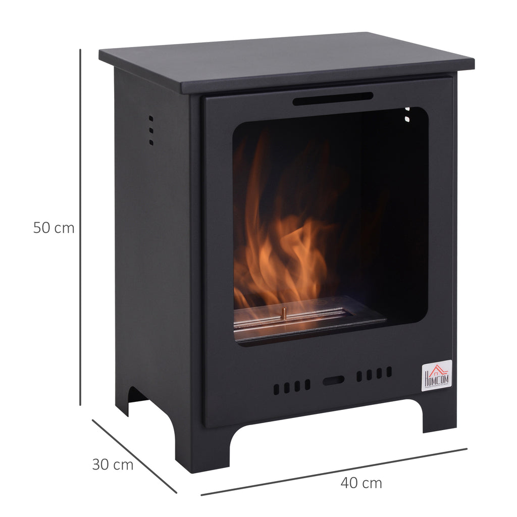 Cheminée bioéthanol sur Pieds brûleur 0,9 L, 3h de durée de combustion Style néo-rétro poêle dim. 40L x 30l x 50H cm Couverture 20-25 m² Noir-2