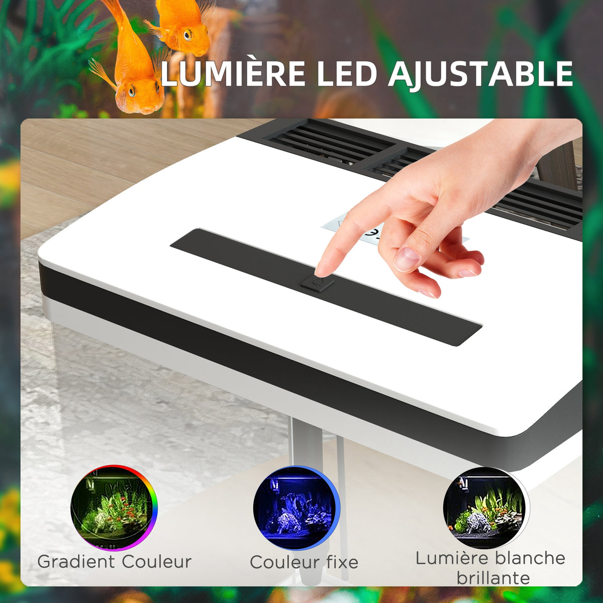 Aquarium en verre avec filtre couvercle et lumière LED pour poissons capacité 28L 38 x 26 x 39,5 cm blanc-4