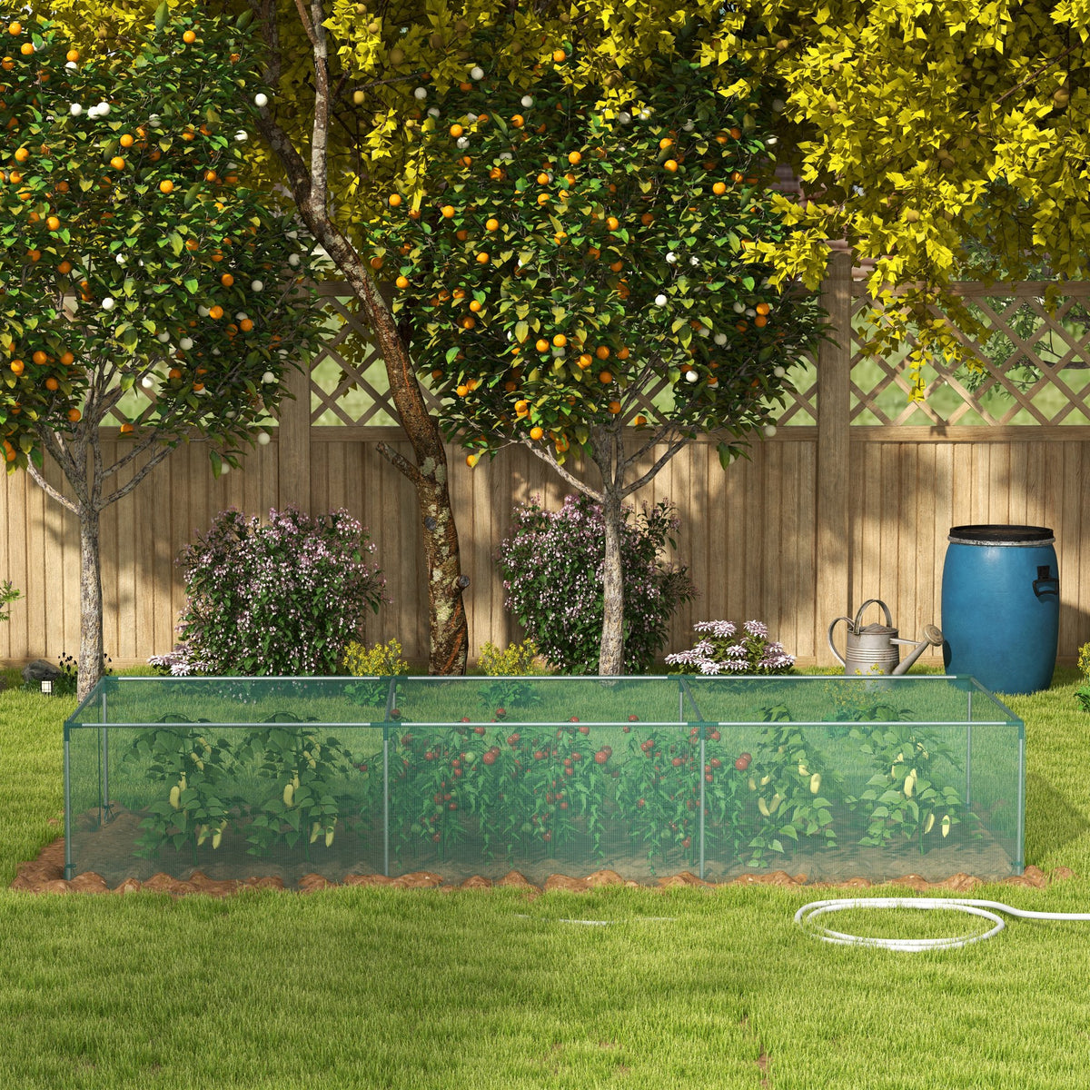 Serre de jardin serre à tomates filet protection porte zippée enroulable HDPE, dim. 125L x 373l x 62,5H cm-8