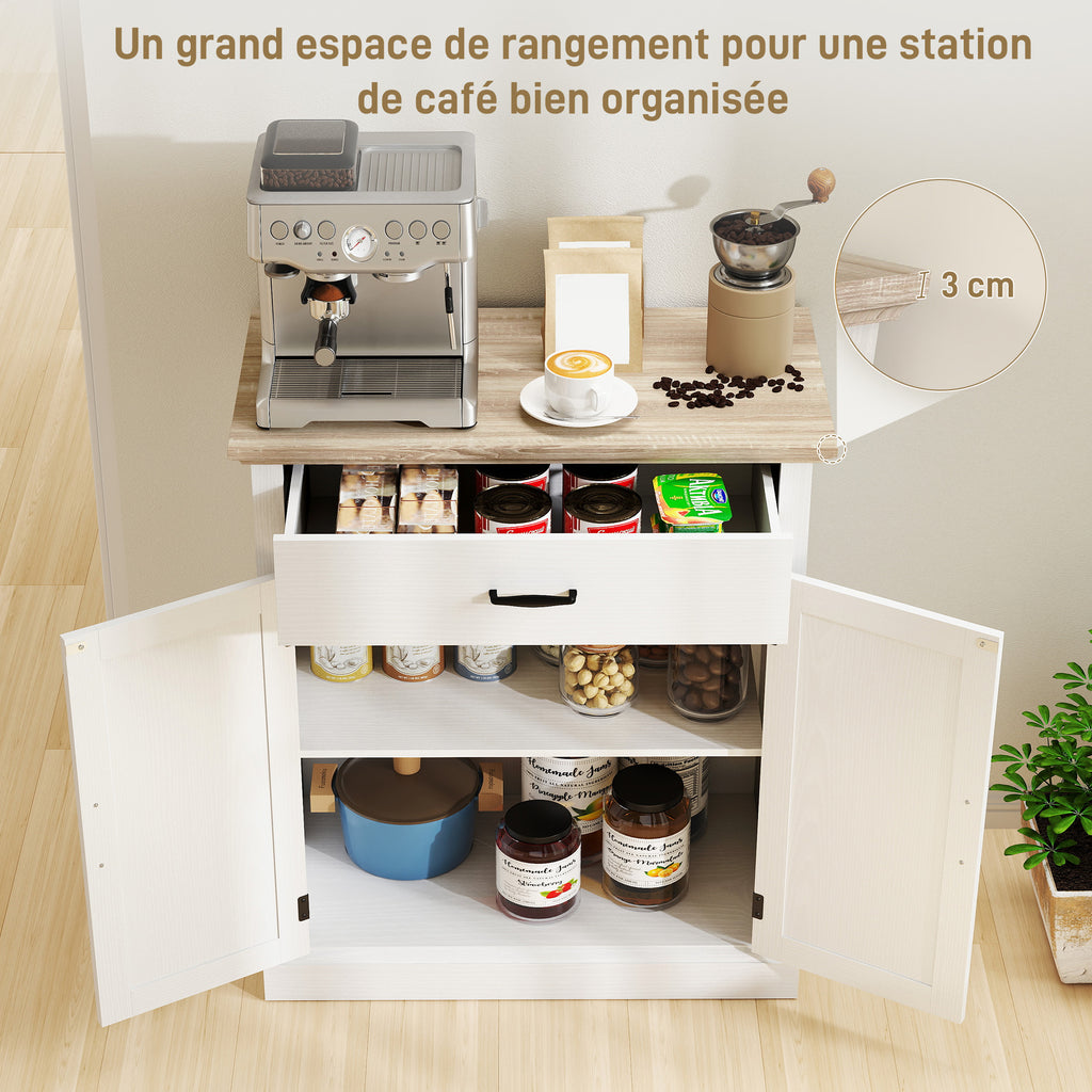 Buffet salon style moderne avec placard à 2 portes, tiroir et étagère réglable, 75,2 x 40 x 91,5 cm, blanc-3