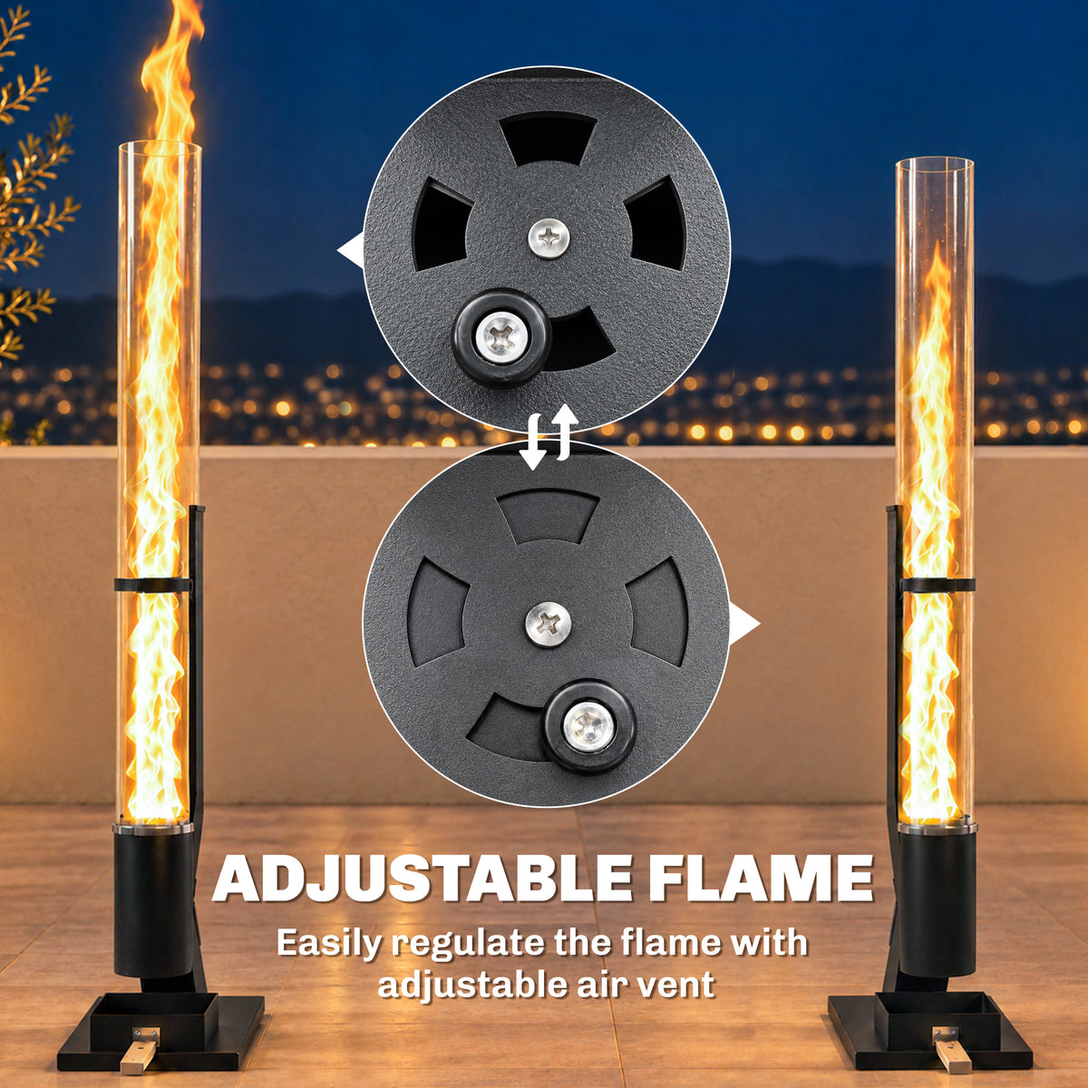 Chauffage de Terrasse à Pellets 13000 W, Réservoir de 2,4 kg, Tube en Verre 107,5 cm, Cendrier, 53x25x141cm, Noir-7